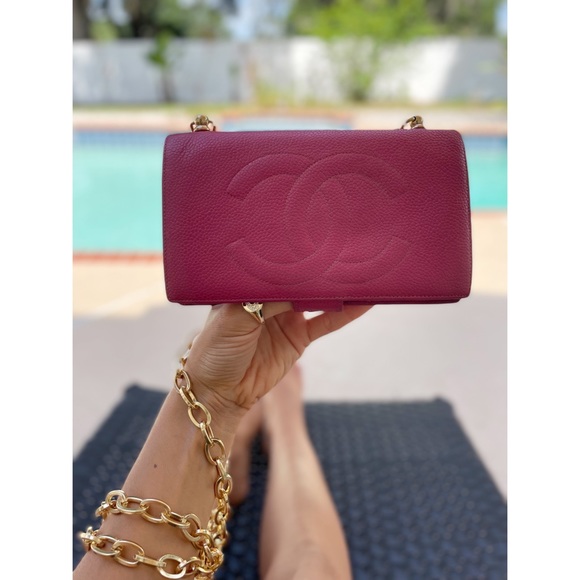 Chanel 1996-1997 CC Caviar Wallet on Chain in Pink w/Dust Bag - Picture 15 of 15